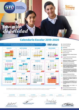 Calendario escolar190dias