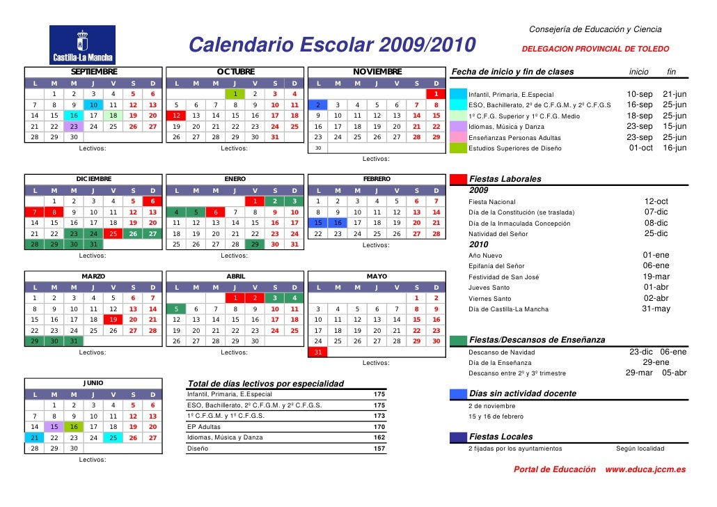 Calendarioescolar 2009 2010toledo calendario escolar 2009 toledo
