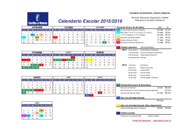 Calendario Escolar 2015 16 En Castilla La Mancha educa jccm es calendario escolar