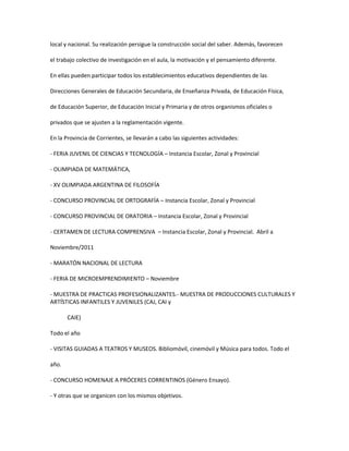 Calendario escolar año 2011