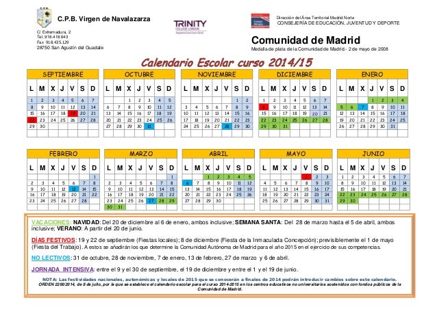 Calendario Escolar Del Centro 2014 15 calendario escolar comunidad madrid 2008