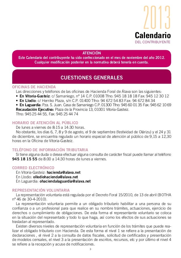 Calendario Fiscal Alava 2013 calendario contribuyente alava
