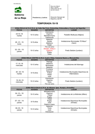 ww.larioja.org
Gobierno
de La Rioja Presidencia y Justicia
Muro de la Mata 8
26071-Logroño
Teléfono:941-291100
Fax: 941-29...