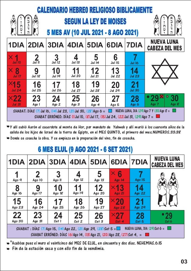 Calendario Hebreo Religioso 2021 calendario hebreo 2021