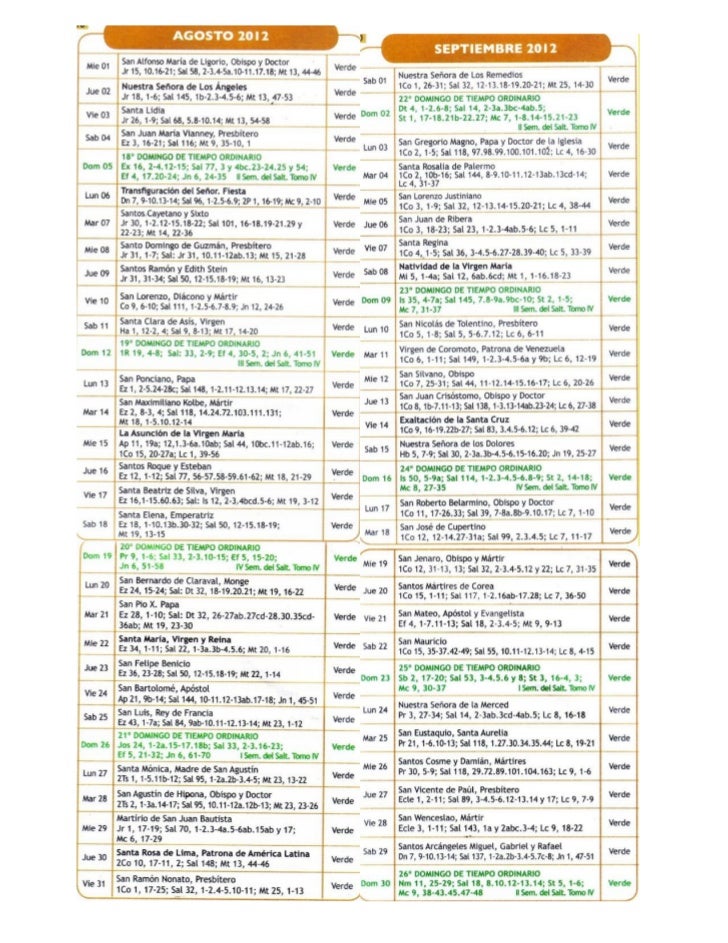 SCARICA CALENDARIO LITURGICO 2012 DA