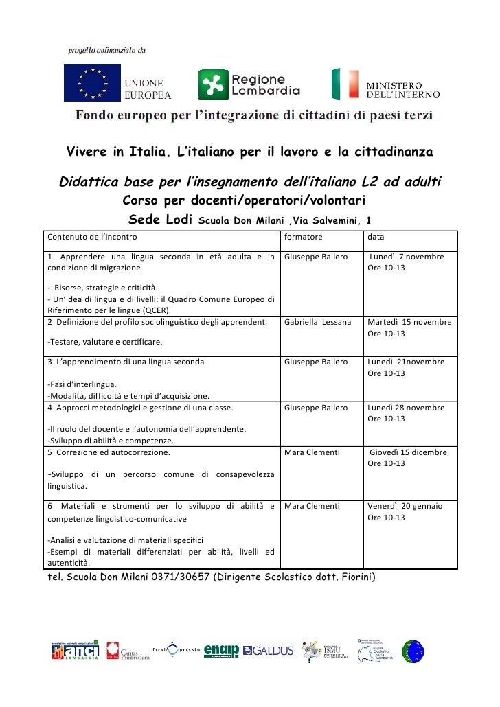 Esempi Di Unità Didattica Italiano L2