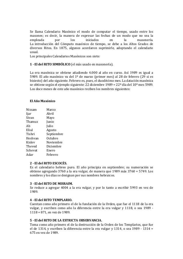 Calendario Masonico El Modo De Computar El Tiempo calendario septiembre 1989