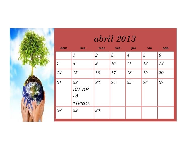 Calendario Mensual De Abril Del 2013