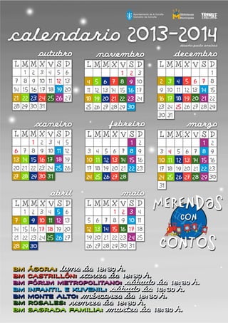 Calendario merendas con contos 2013 2014