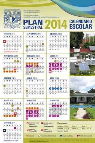Calendario semestral unam_2014