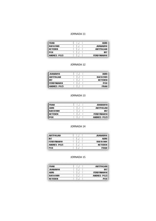 JORNADA 11
JORNADA 12
JORNADA 13
JORNADA 14
JORNADA 15
 