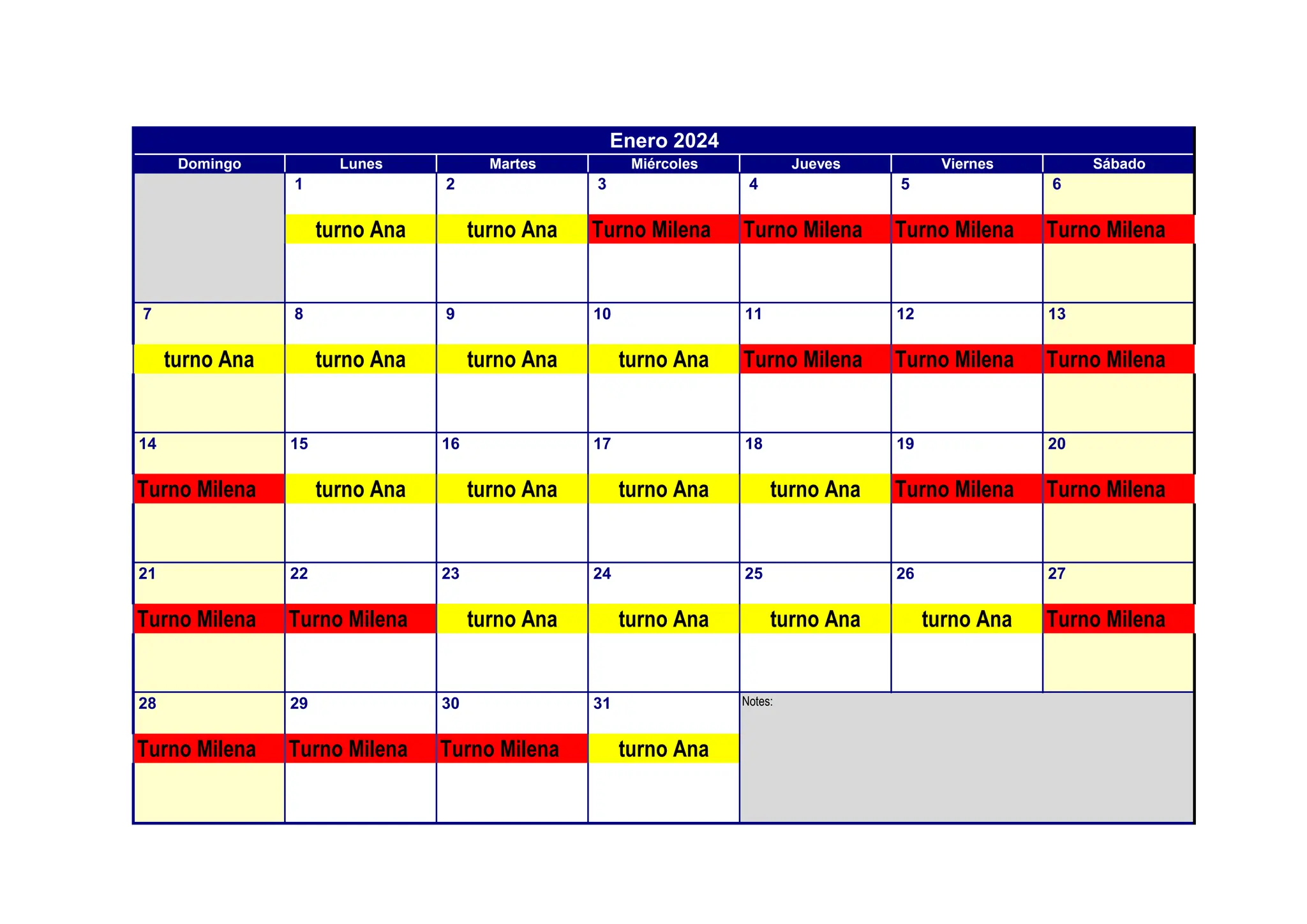 Calendario Turnos 2024 askdjlsakjdsakjdasj PPT