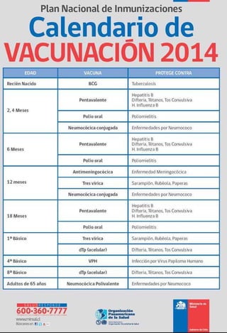 Calendario vacunas chile 2014