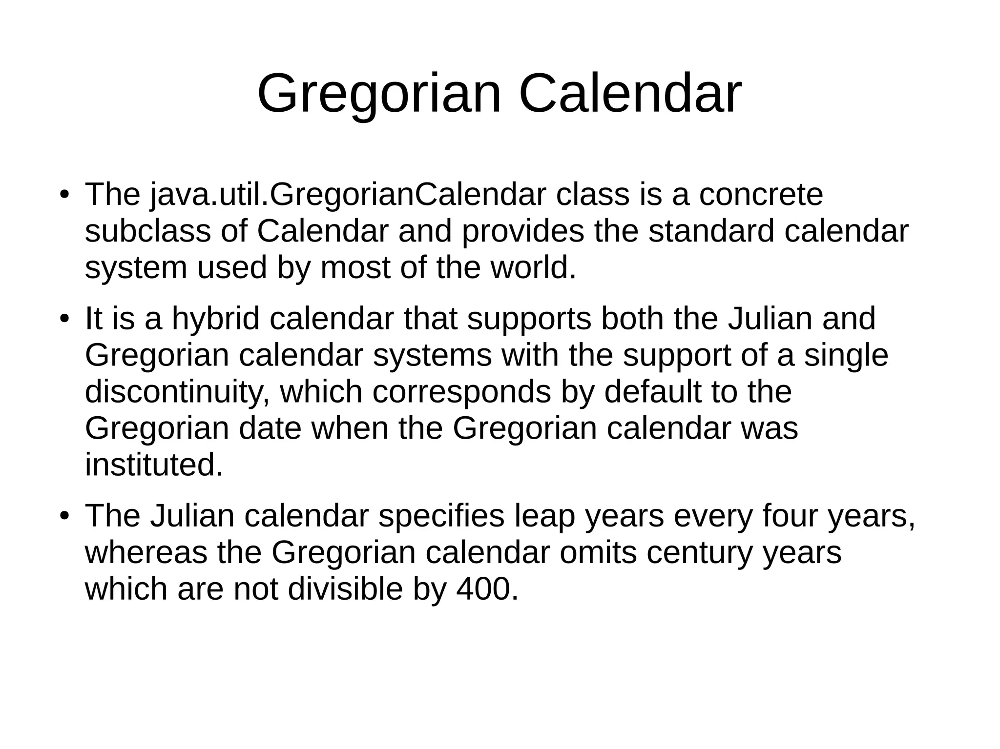 Calendar class in java | PPT