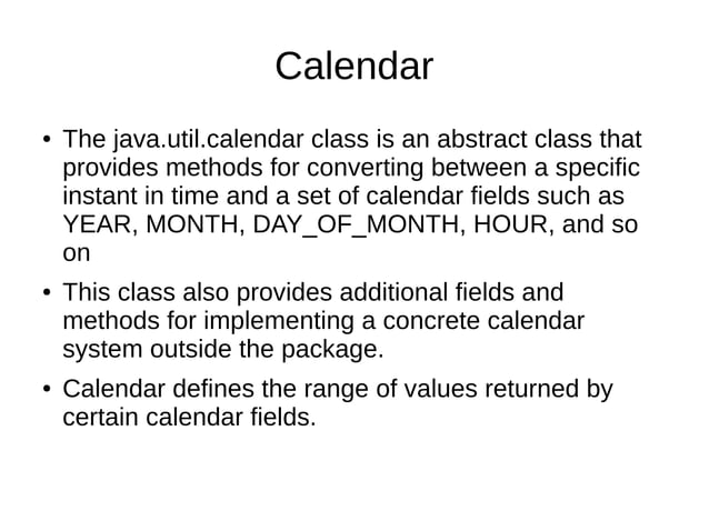 Calendar class in java | PPT