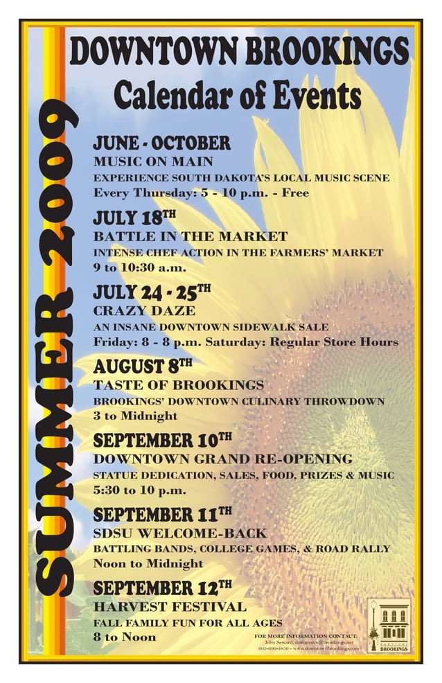 Downtown Brookings 2009 Calendar of Events