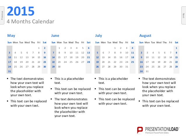 6 months calendar 2015