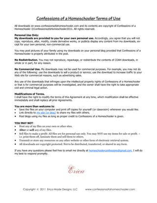 All downloads on www.confessionsofahomeschooler.com and its contents are copyright of Confessions of a
Homeschooler ©Confe...