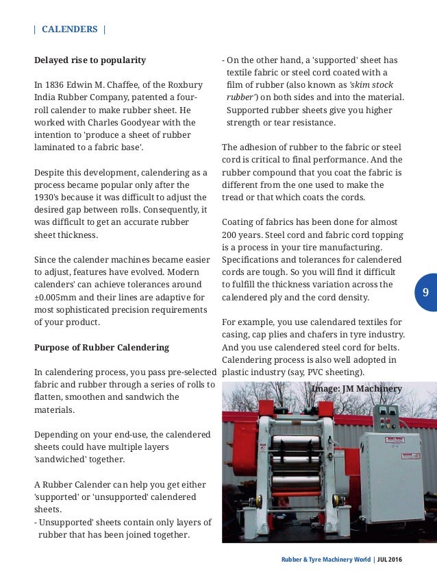 the art of owning operating rubber calenders calendered sheet