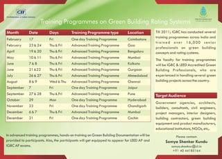 IGBC Training Programme on green buildings - Calendar 2012
