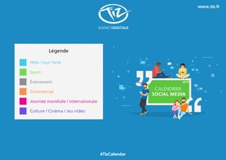Calendrier 2018 marketing & Social Media en France