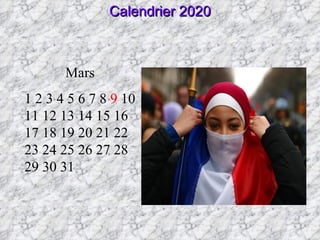 Mars 1 2 3 4 5 6 7 8  9  10 11 12 13 14 15 16 17 18 19 20 21 22 23 24 25 26 27 28 29 30 31 Calendrier 2020 