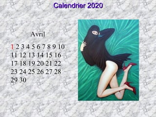 Avril 1  2 3 4 5 6 7 8 9 10 11 12 13 14 15 16 17 18 19 20 21 22 23 24 25 26 27 28 29 30 Calendrier 2020 