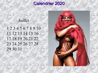 Juillet 1 2 3 4 5 6 7 8 9 10 11 12 13 14 15 16 17 18 19 20 21 22 23 24 25 26 27 28 29 30 31 Calendrier 2020 