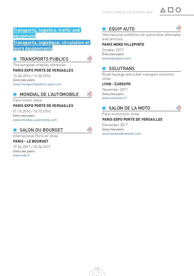 Calendrier Salons Professionnels Internationaux En France En 2016 2017
