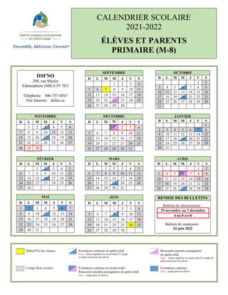 Le calendrier au primaire