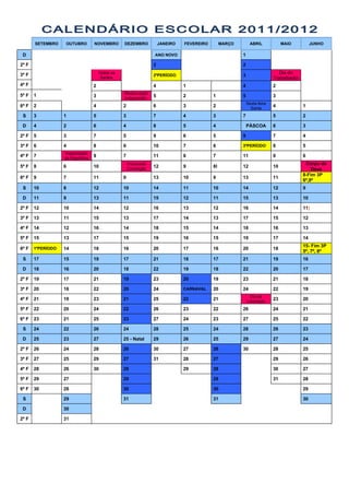 Calendário escolar 2011_2012