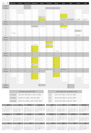 Calendário escolar 2014 2015