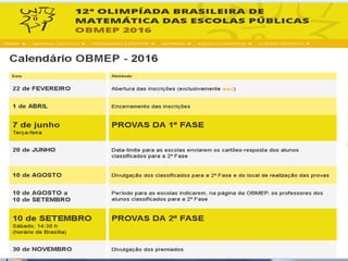 Calendário OBMEP 2016