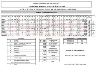 Calendário provisório 2012