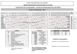 Calendário provisório 2012