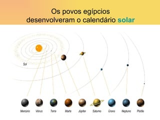 Os povos egípcios desenvolveram o calendário  solar . 