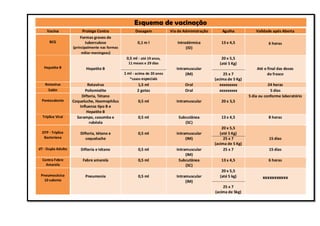 Calendário vacinal atualizado