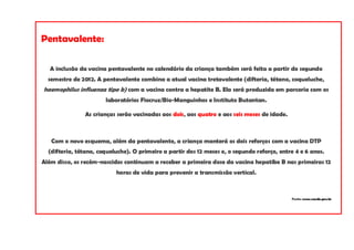 Calendário vacinal atualizado