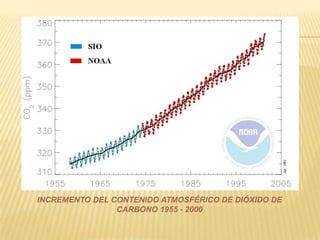 INCREMENTO DEL CONTENIDO ATMOSFÉRICO DE DIÓXIDO DE CARBONO 1955 - 2000