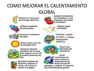 COMO MEJORAR EL CALENTAMIENTO
GLOBAL
 