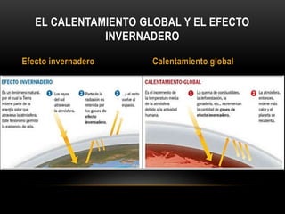 EL CALENTAMIENTO GLOBAL Y EL EFECTO
INVERNADERO
Efecto invernadero Calentamiento global