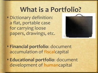 School District’s ePortfolio Vision Statement (Draft)By implementing e-portfolios, we will empower students to become active participants in their own personalized education. Through use of reflection, technology, and collaboration, students and teachers will develop skills that will lead them to achieve  their lifelong goals.