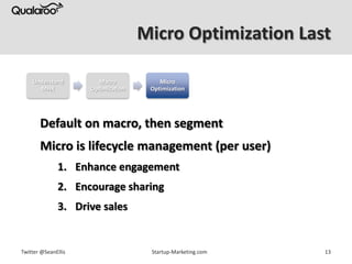 Micro Optimization Last

    Understand         Macro            Micro
      MHX            Optimization    Optimization

...