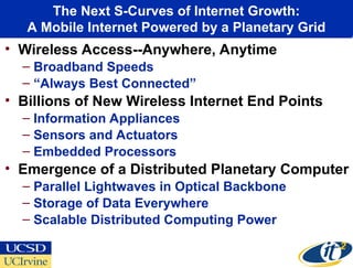 • Wireless Access--Anywhere, Anytime
– Broadband Speeds
– “Always Best Connected”
• Billions of New Wireless Internet End ...