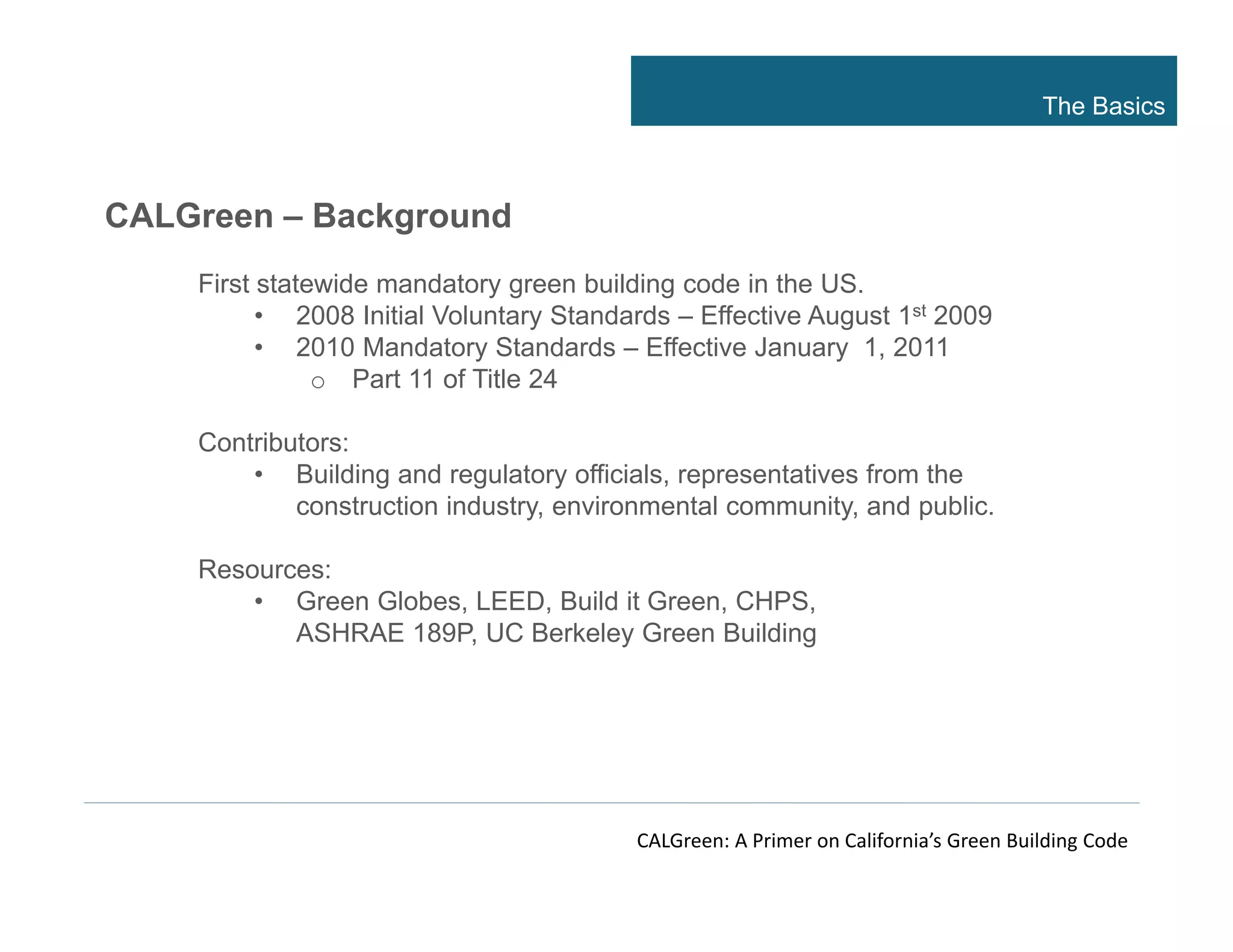 CALGreen: A Primer on California's Green Building Code | PPT