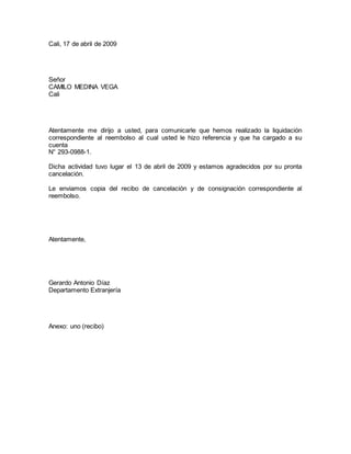 carta de liquidación