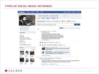 TYPES OF SOCIAL MEDIA: NETWORKS




                                  Copyright 2009 The Caliber Group
 