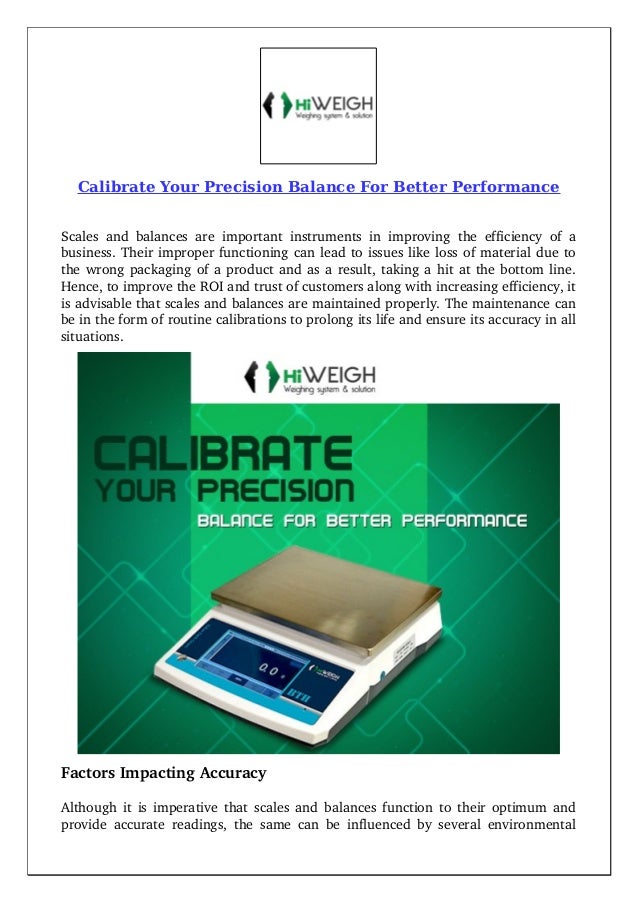 Calibrate Your Precision Balance For Better Performance