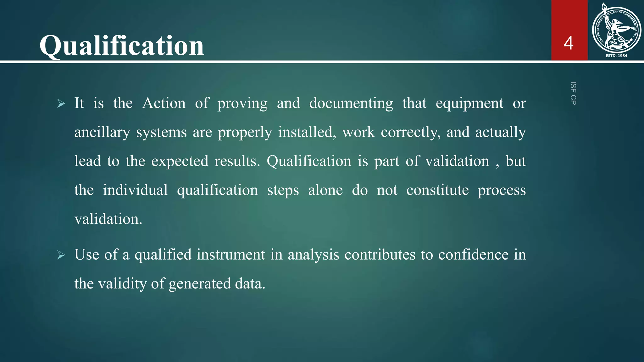 Calibration and Qualification of Analytical Instruments | PPTX