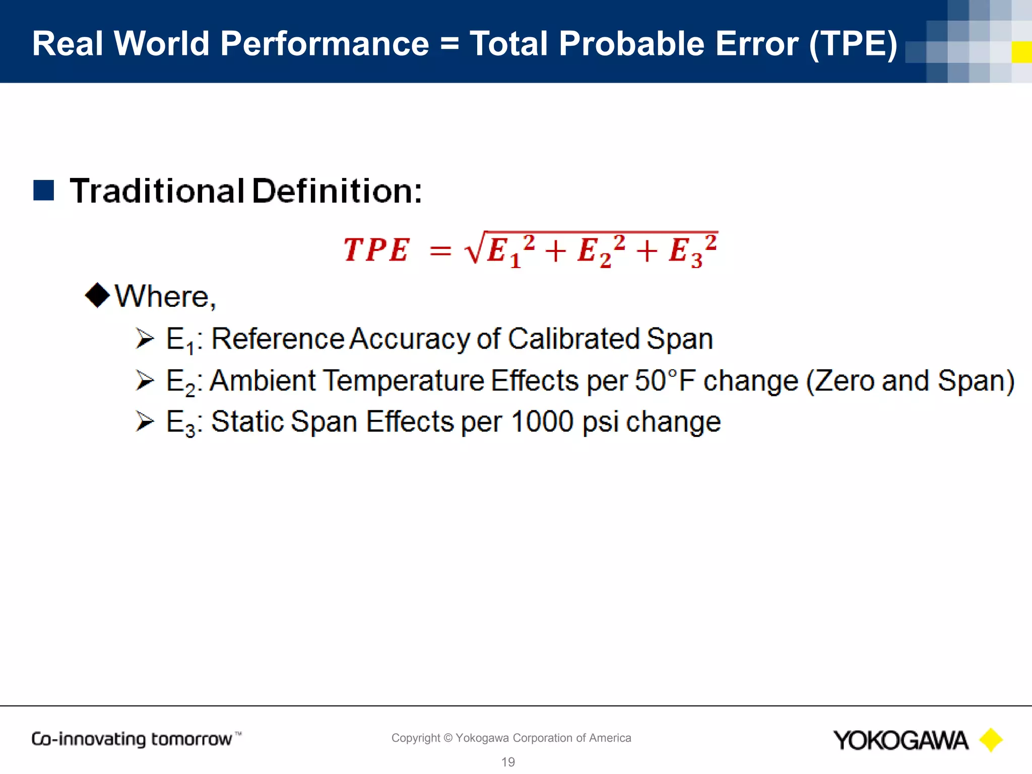 Copyright © Yokogawa Corporation of America
19
Total Accuracy Calculation Example
 